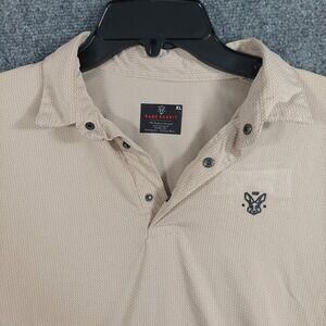 Rare Rabbit Polo Shirt Mens XL Beige Button Up Made in Italy Short Sleeve Casual